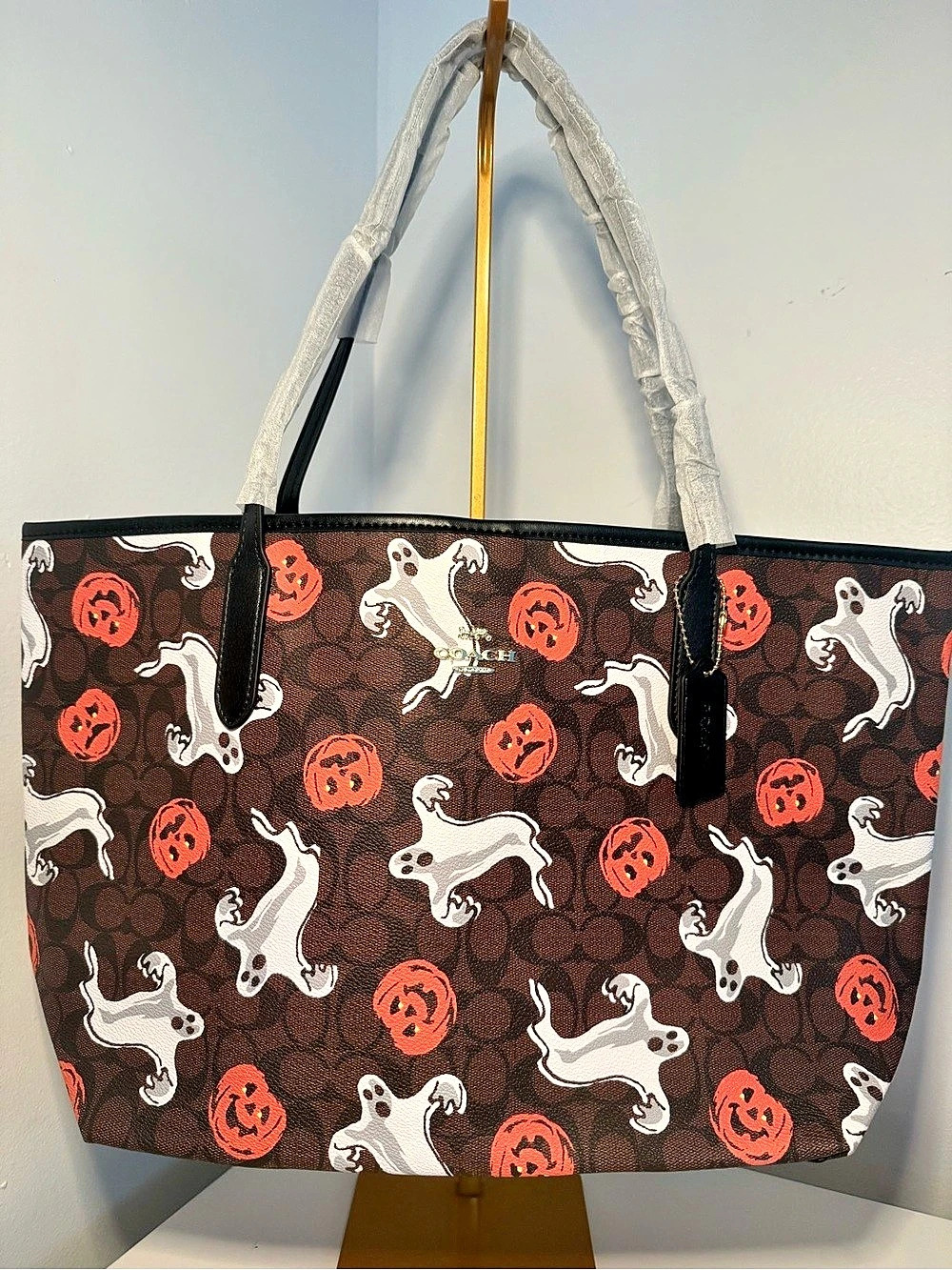 Coach City Tote In Signature Canvas With Halloween Print